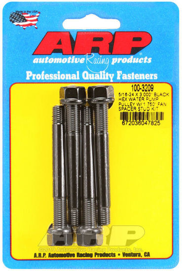 Bilde av 5/16-24 X 3.000 black hex water pump pulley w/ 1.750" fan spacer stud kit