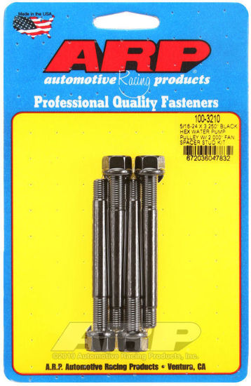 Bilde av 5/16-24 X 3.250 black hex water pump pulley w/ 2.000" fan spacer stud kit