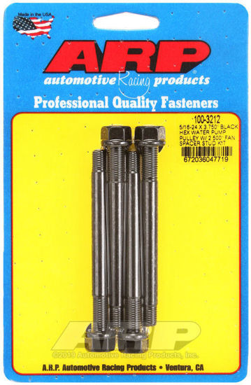 Bilde av 5/16-24 X 3.750 black hex water pump pulley w/ 2.500" fan spacer stud kit