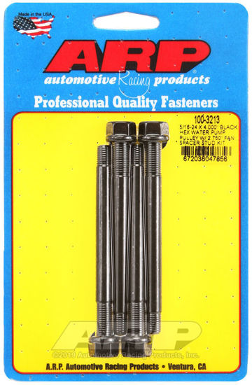 Bilde av 5/16-24 X 4.000 black hex water pump pulley w/ 2.750" fan spacer stud kit
