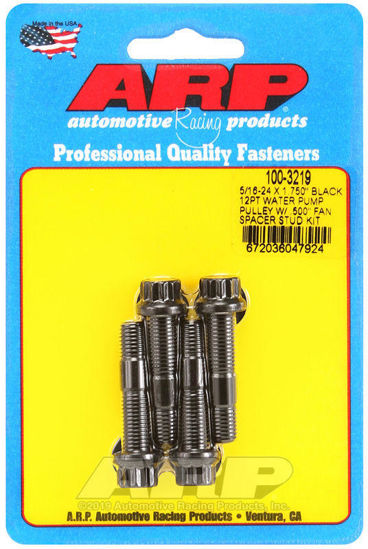 Bilde av 5/16-24 X 1.750 black 12pt water pump pulley w/ .500" fan spacer stud kit