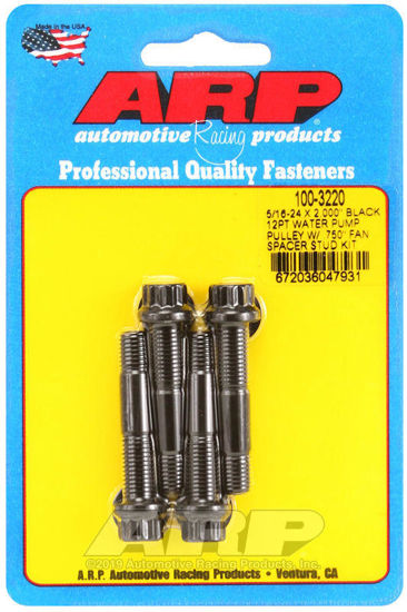 Bilde av 5/16-24 X 2.000 black 12pt water pump pulley w/ .750" fan spacer stud kit