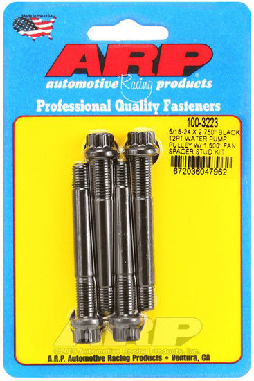 Bilde av 5/16-24 X 2.750 black 12pt water pump pulley w/ 1.500" fan spacer stud kit