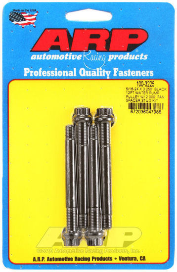 Bilde av 5/16-24 X 3.250 black 12pt water pump pulley w/ 2.000" fan spacer stud kit