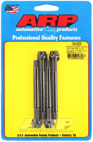 Bilde av 5/16-24 X 3.500 black 12pt water pump pulley w/ 2.250" fan spacer stud kit