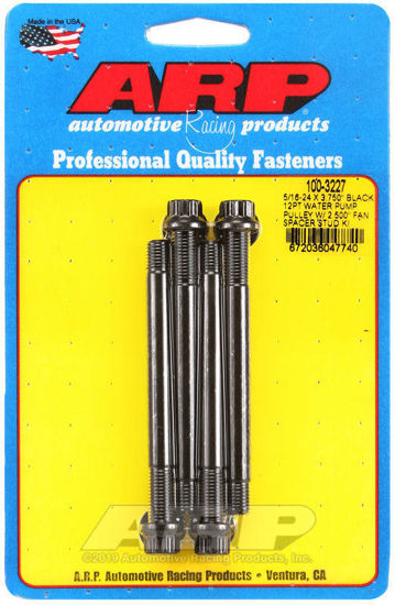 Bilde av 5/16-24 X 3.750 black 12pt water pump pulley w/ 2.500" fan spacer stud kit
