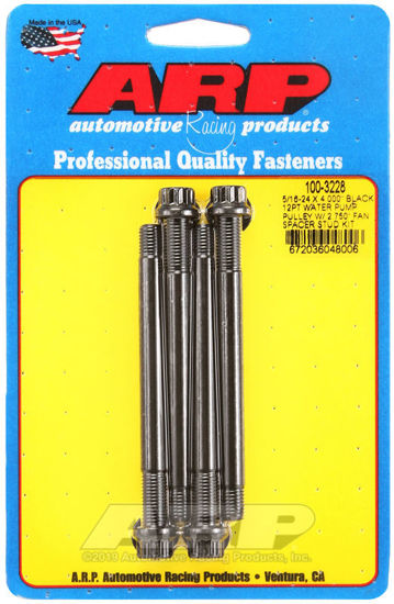 Bilde av 5/16-24 X 4.000 black 12pt water pump pulley w/ 2.750" fan spacer stud kit