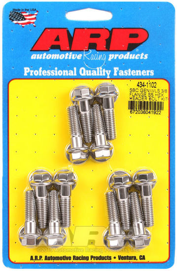 Bilde av SBC/GENIII LS 3/8 flange SS hex header bolt kit