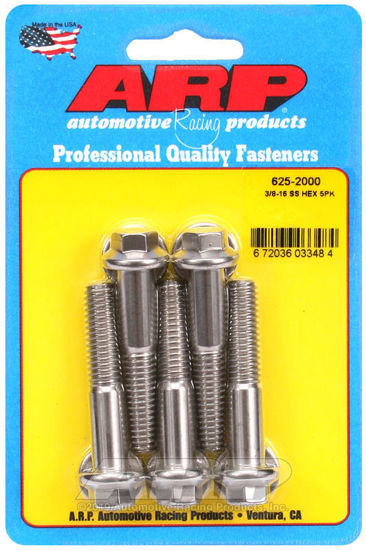 Bilde av 3/8-16 x 2.000 hex 7/16 wrenching SS bolts