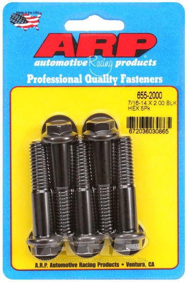 Bilde av 7/16-14 X 2.000 hex 1/2 wrenching black oxide bolts