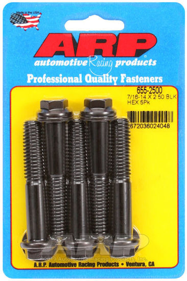 Bilde av 7/16-14 X 2.500 hex 1/2 wrenching black oxide bolts