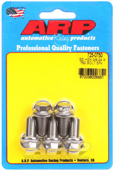 Bilde av 3/8-24 x .750 hex 7/16 wrenching SS bolts