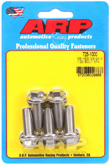 Bilde av 3/8-24 x 1.000 hex 7/16 wrenching SS bolts