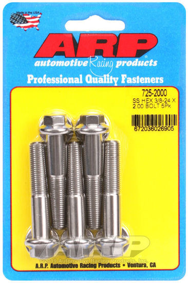 Bilde av 3/8-24 x 2.000 hex 7/16 wrenching SS bolts