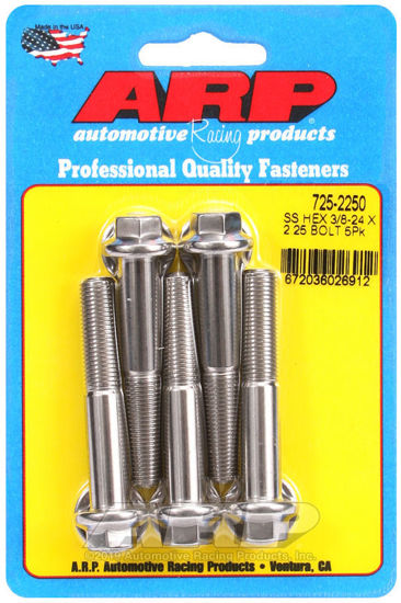 Bilde av 3/8-24 x 2.250 hex 7/16 wrenching SS bolts