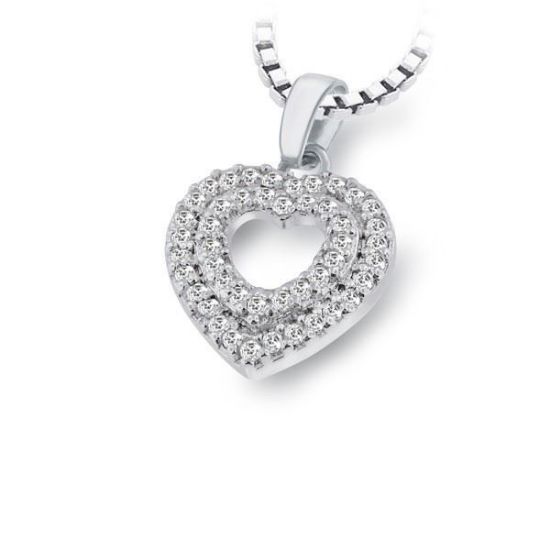 Bilde av Smykke hjerte i sølv med zirkonia