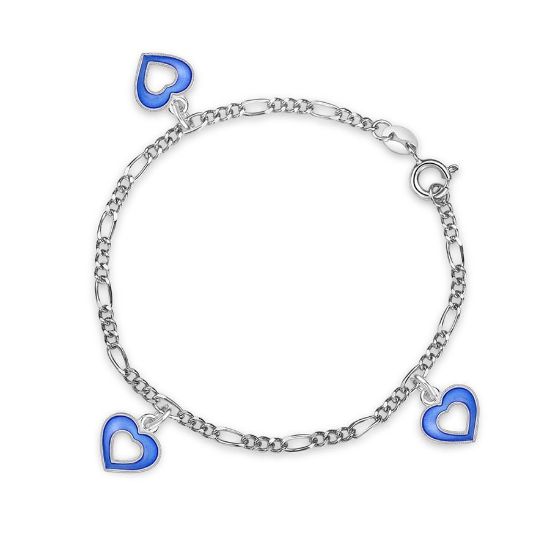 Charms-armbånd i sølv - Blå hjerter 