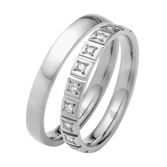 Giftering & diamantring 0,15 ct W-Si i gull 9 kt, 3 mm -110350900