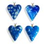 Hjertesmykke blå, 25x23 mm, med snor -28020730