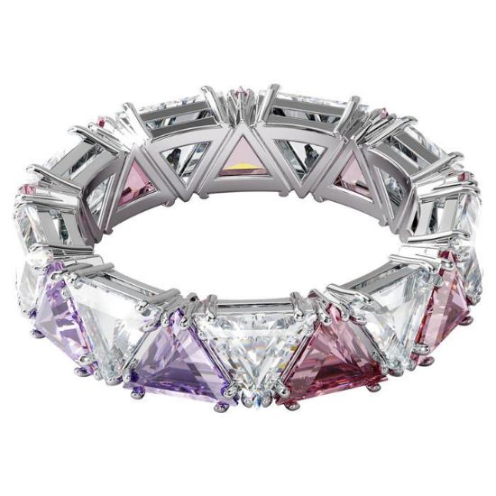 Swarovski Millenia cocktail ring Triangle cut crystals, Purple, Rhodium plated - 5608531