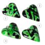 Håndlaget hjertesmykke Hidden Magic, grønn mønster 24x28 mm - 28020733