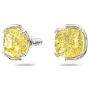 Swarovski Harmonia stud earrings Cushion cut crystals, Yellow, Rhodium plated - 5616511