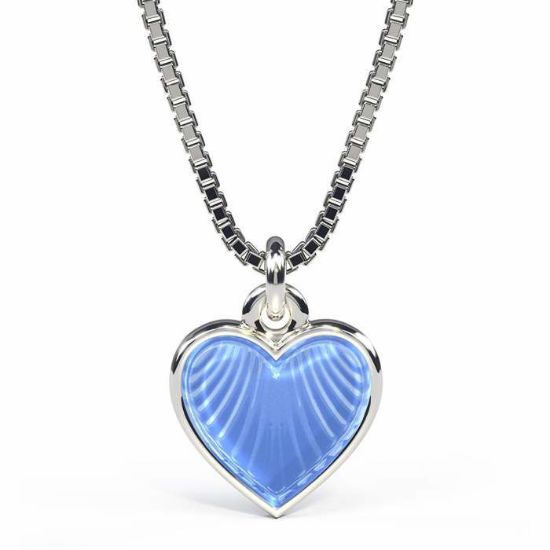 Smykke Lys blått hjerte i sølv, til barn - 11702