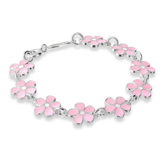 Armbånd i sølv - Rosa blomster - 90201