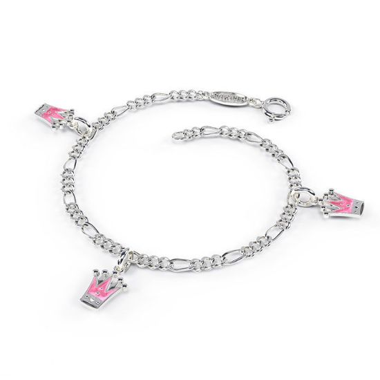 Charms-armbånd i sølv - Rosa prinsesskroner - 42501