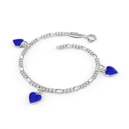 Charms-armbånd i sølv - Blå hjerter  - 22512