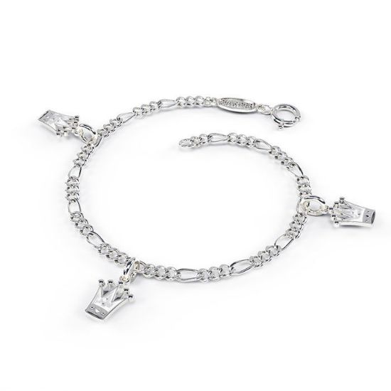 Charms-armbånd i sølv - Hvite prinsessekroner - 42503