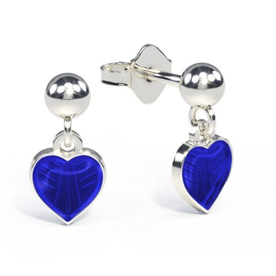 Øreheng i sølv - Små blå hjerter - 22000612
