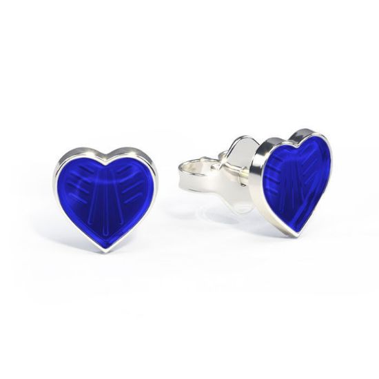 Ørestikk i sølv - Små blå hjerter - 2200612