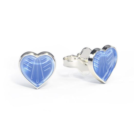 Ørestikk i sølv - Små lyseblå hjerter - 2200602