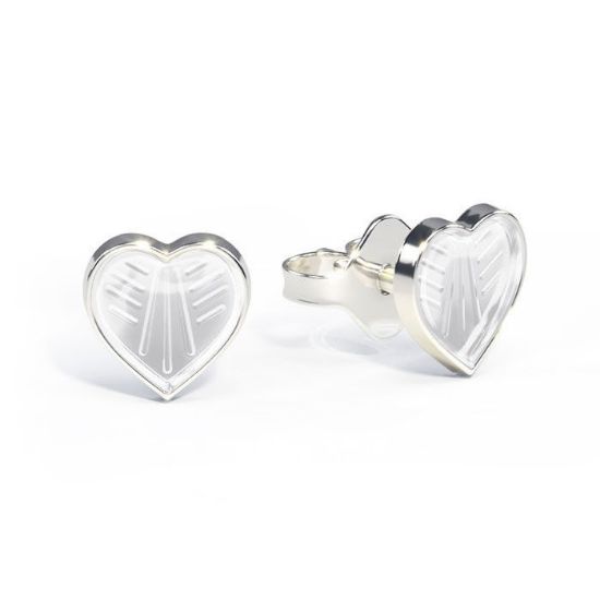 Ørestikk i sølv - Små hvite hjerter - 2200603