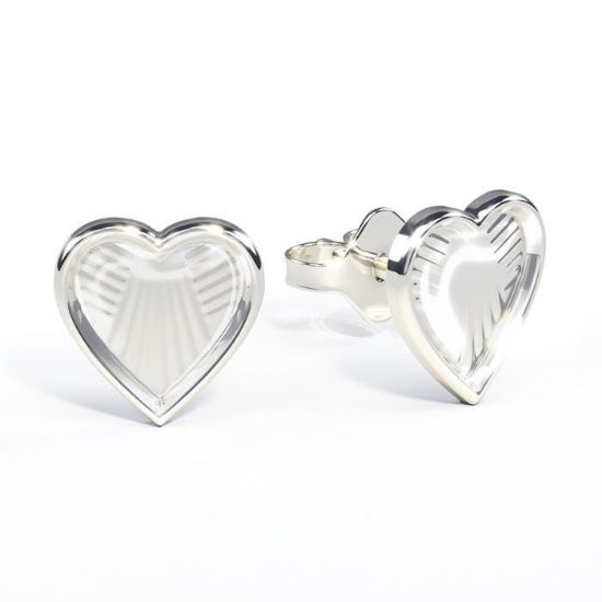 Ørestikk i sølv - Hvite hjerter - 22603