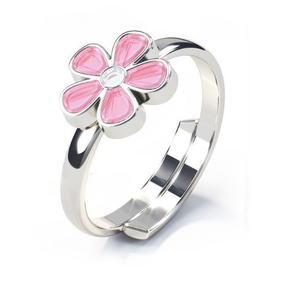Ring i sølv - Rosa blomst - 90301