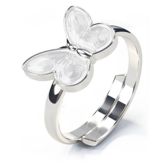 Ring i sølv - Hvit sommerfugl - 32303