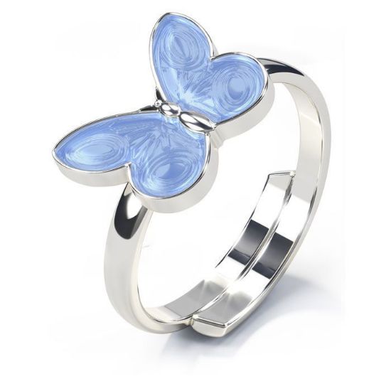 Ring i sølv - Lyseblå sommerfugl - 32302