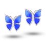 Øredobber i sølv Sommerfugl, blå glassemalje. AMORIN - 842112
