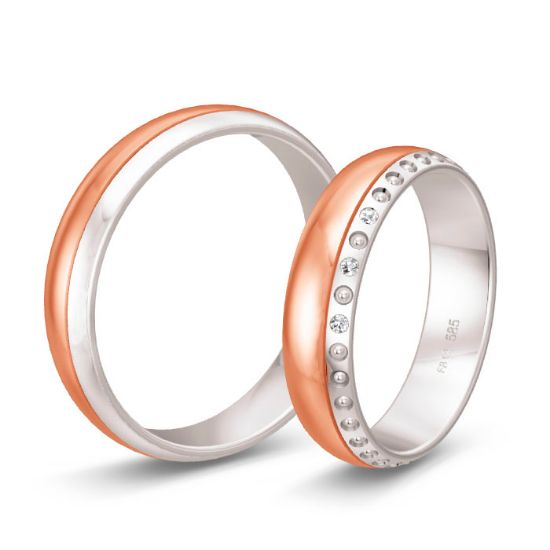 Gifteringer i rødt & hvitt gull 14 kt, 5 mm. LOOP - 4830055