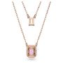 Swarovski smykke Millenia layered necklace Octagon cut, Purple, Rose gold-tone plated - 5640558
