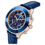 Swarovski klokke Octea Lux Chrono watch Leather strap, Blue, Rose gold-tone finish - 5563480