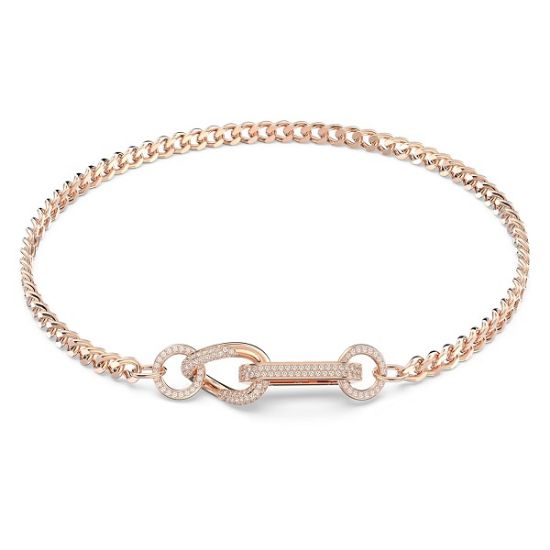 Swarovski collier  Dextera necklace Pavé, Mixed links, White, Rose gold-tone plated - 5655640