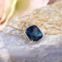 Diamantsmykke i gull med 0,025 ct W-Si & London Blue Topas - COC4250
