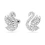 Swarovski øredobber Iconic Swan stud earrings, White, Rhodium plated - 5647873