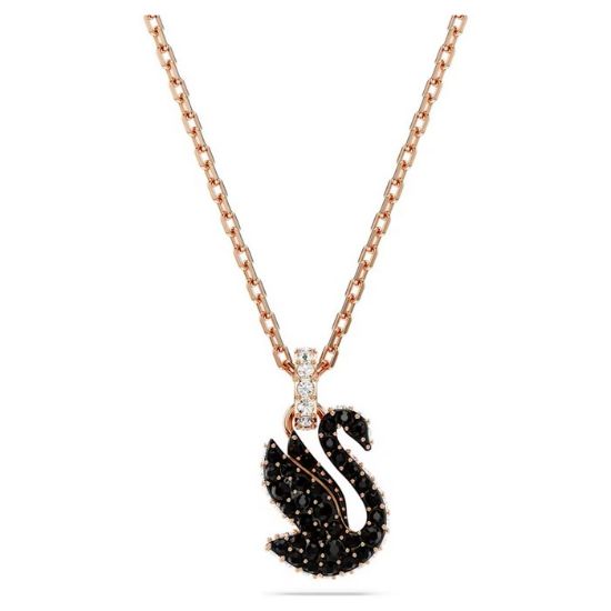 Swarovski smykke Swan, Small, Black, Rose gold-tone plated - 5678046