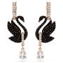 Swarovski øredobber Swan drop, Black, Rose gold-tone plated - 5678047