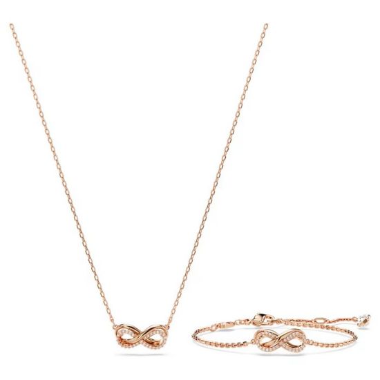 Swarovski smykkesett Hyperbola Infinity, White, Rose gold-tone plated - 5682483
