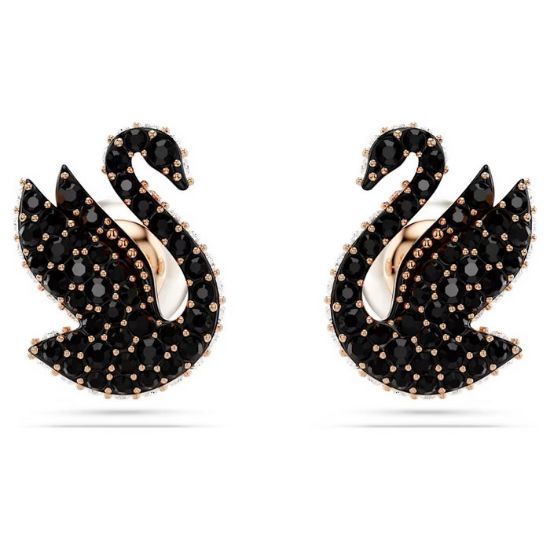 Swarovski øredobber Swan stud, Black, Rose gold-tone plated - 5684608